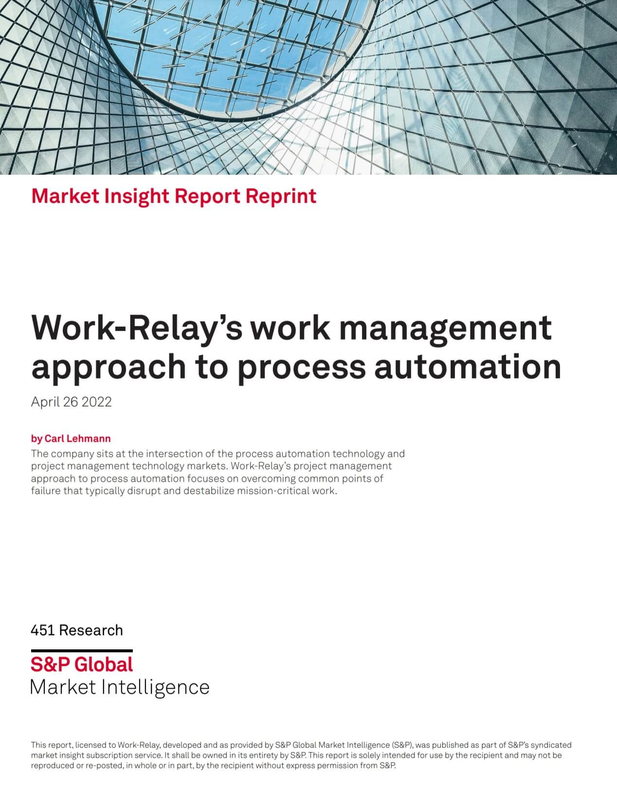A preview of the analyst brief download that details how Work-Relay takes a work management approach to process automation
